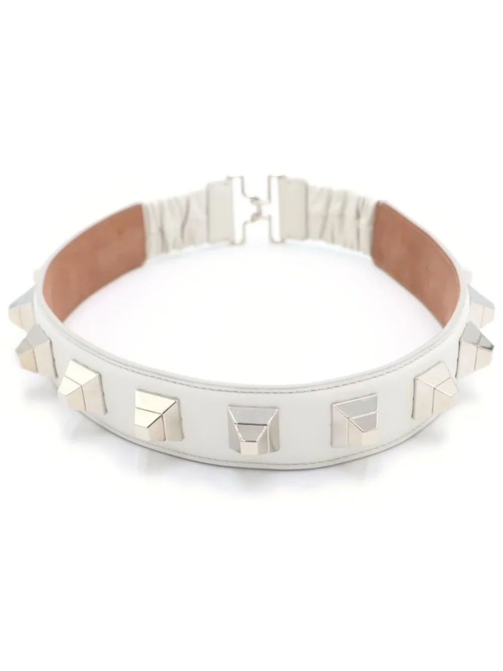 Fendi Studd Belt Studded Leather White
